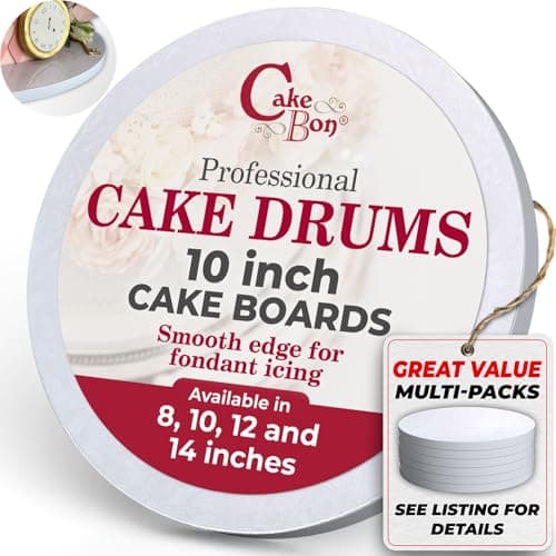 Cakebon Cake Boards Sturdy 12 Thick Drums 10 Inch Professional Smooth Straight Edges White 1Pack
