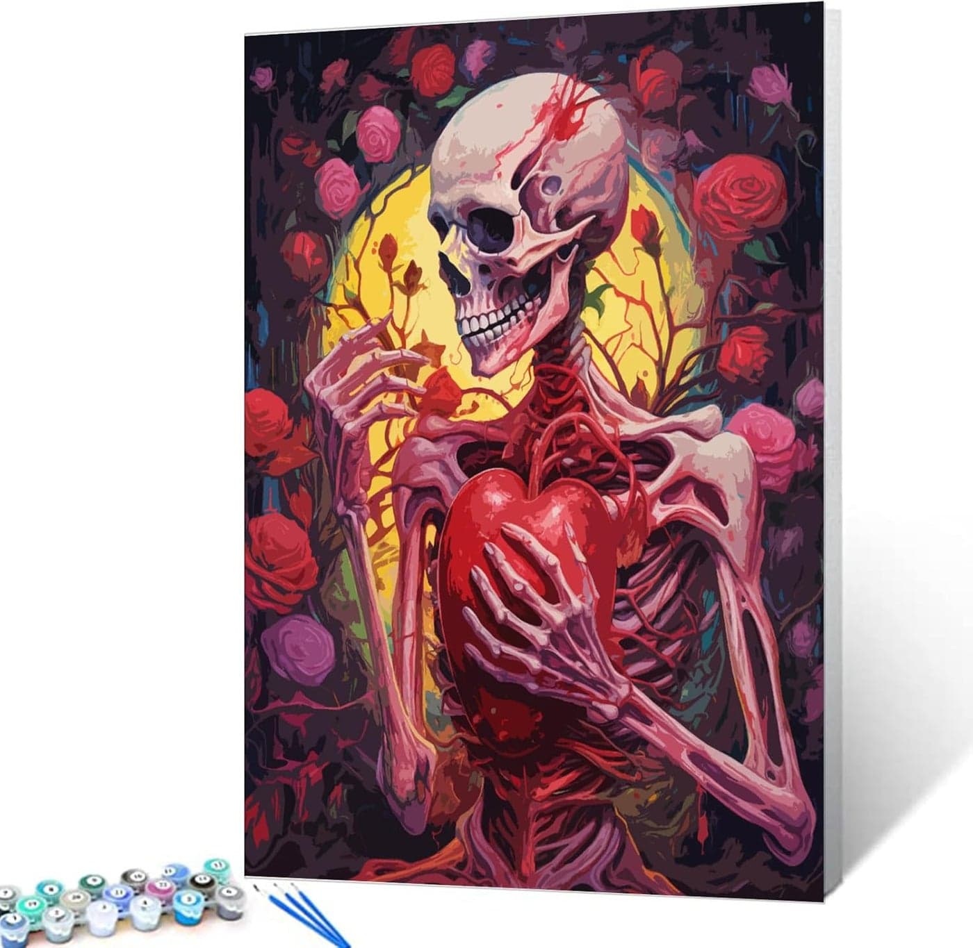 Tucocoo Heart Skull Paint by Numbers for Adults Trippy Flower DIY Plant Paint by Number for Adults Beginner Flower Anatomy Painting Picture for Home Wall Decoration 16x20inch Unframed