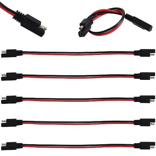 Wadoy 2 Pin Quick Disconnect Wire Harness SAE Connector 14 Gauge Heavy Duty Hight Capacity Battery Cable 10'' Leads(5 Pack)