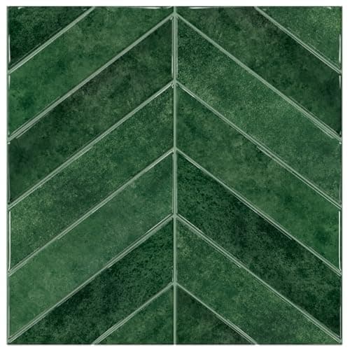 MORCART Upgraded Herringbone Peel and Stick Backsplash, 10 Sheets of 11.8"x11.8" - 3D Adhesive Waterproof Wall Tiles for Kitchen, Bathroom, Living Room, Dark Green