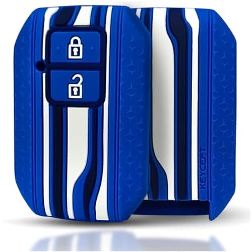 KEYCEPT Tristar Key Cover for Suzuki Swift, Dzire, Ertiga, Grand Vitara, Celerio, Brezza, Fronx, Jimny, Ignis, Urban Cruiser, Rumion, Hyryder, E-Vitara (2 Button smart Key Cover, Blue)