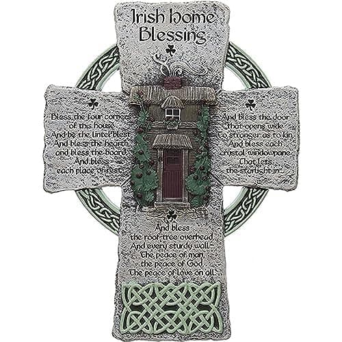Cathedral Art Irish Home Blessing Resin Wall Cross, Housewarming or Wedding Gift with Blessing by Abbey & CA Gift, Gray, 6 x 8"