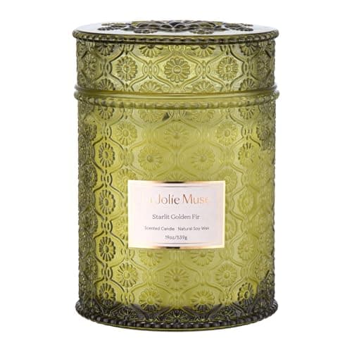 LA JOLIE MUSE Fir Cedarwood Candle Christmas Candles for Home Scented 19 oz Large Wood Wicked Candle Gifts for WomenMen 90 Hours Long Burning Starlit Golden Fir