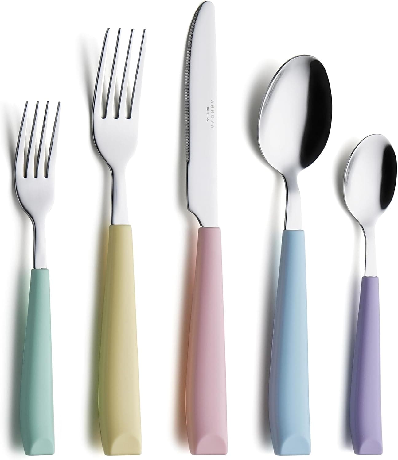 ANNOVA Silverware Set Stainless Steel Cutlery Color Handle Flatware Mixed Pastel