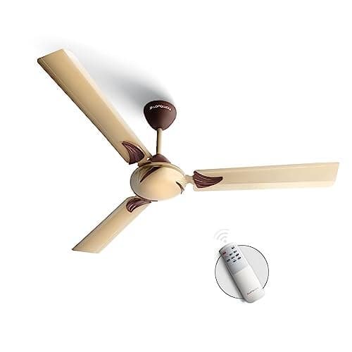 LONGWAY Creta P1 1200 mm/48 inch Remote Controlled 3 Blade Anti-Dust Decorative Star Rated Ceiling Fan 2 Years Warranty (Golden, Pack of 1)