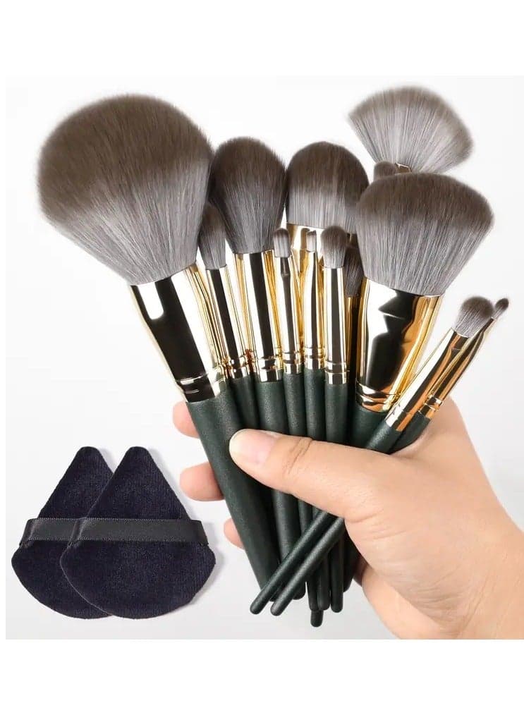 14pCS Make up Brush Set Sof Fluffy Professional Cosmetic Foundation Powder Eyeshadow BlENDING Makeup Puff Brush Beauty Tool Triangle Makeup Puff Ideal for Makeup Beginner Artist