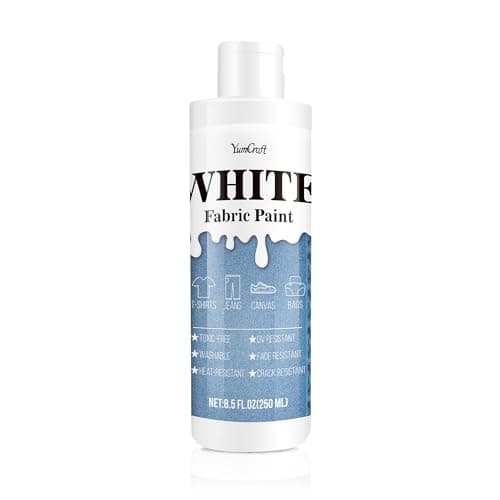 Fabric Paint White, 8.5oz Fabric Paint for Clothes Permanent, Fabricoat Textile Paint Non-Toxic, Clothing Medium Dye Soft for Fabric Diy Crafts, T-Shirts, Shoes, Jeans, Canvas, Bags