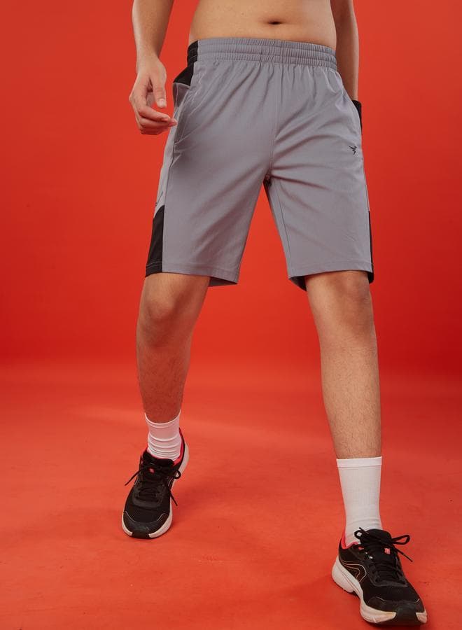 Boys Color Block Slim Fit Sports Shorts