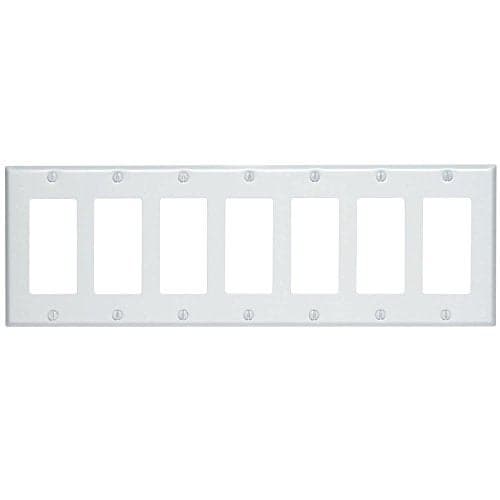Leviton 7-Gang Decora/GFCI Device Wallplate, Standard Size, Thermoset, White, 80407-W