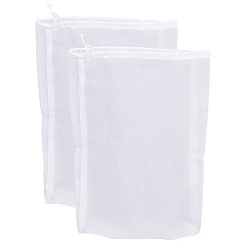 Pinfox 75 Micron Nylon Straining Bag Fine Mesh Food Strainer Bag, Multi Purpose Food Grade Filter Bag for Nut Milk, Juice, Cold Brew, Home Brewing (2 Packs, 12.6" x 8.66")