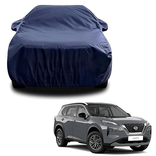 Sulfar 100% Water Resistant Car Body Cover Compatible with Mirror for Nissan XTrail (Triple Stitched, Full Bottom Elastic, Navy Blue)
