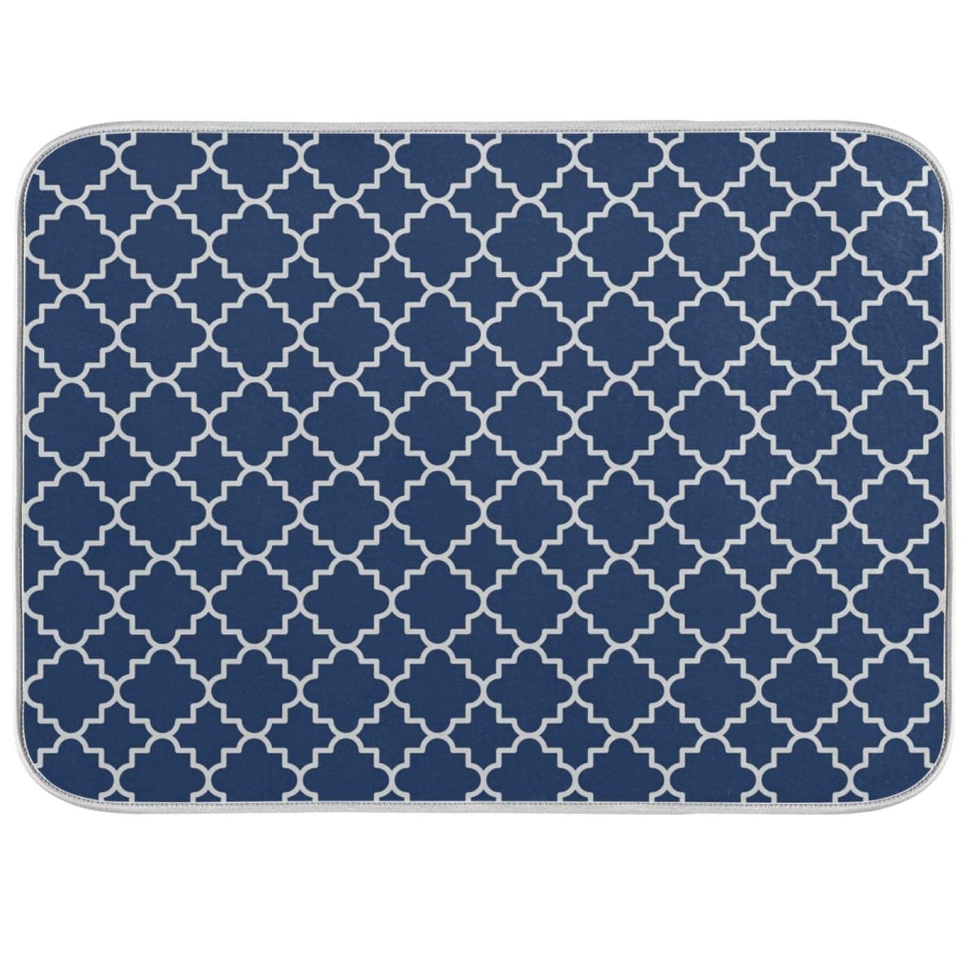 Super Absorbent Dish Drying Mat Microfiber Fast-Drying Dish Mat 16" x 18" Kitchen Dish Drying Pad Watercolor Cute Navy Blue Moroccan