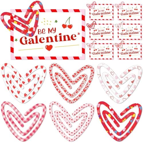 Tinlade 12 Pcs Galentines Day Gift Jumbo Heart Shape Paper Clips Bookmarks with Be My Galentine Cards Valentine's Gift Decorative Love Paper Clips for Women Besties Bachelorette Wedding Party Favor