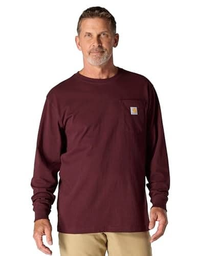 Carhartt Men's Loose Fit Heavyweight Long-Sleeve Pocket T-Shirt, Port, REG-M