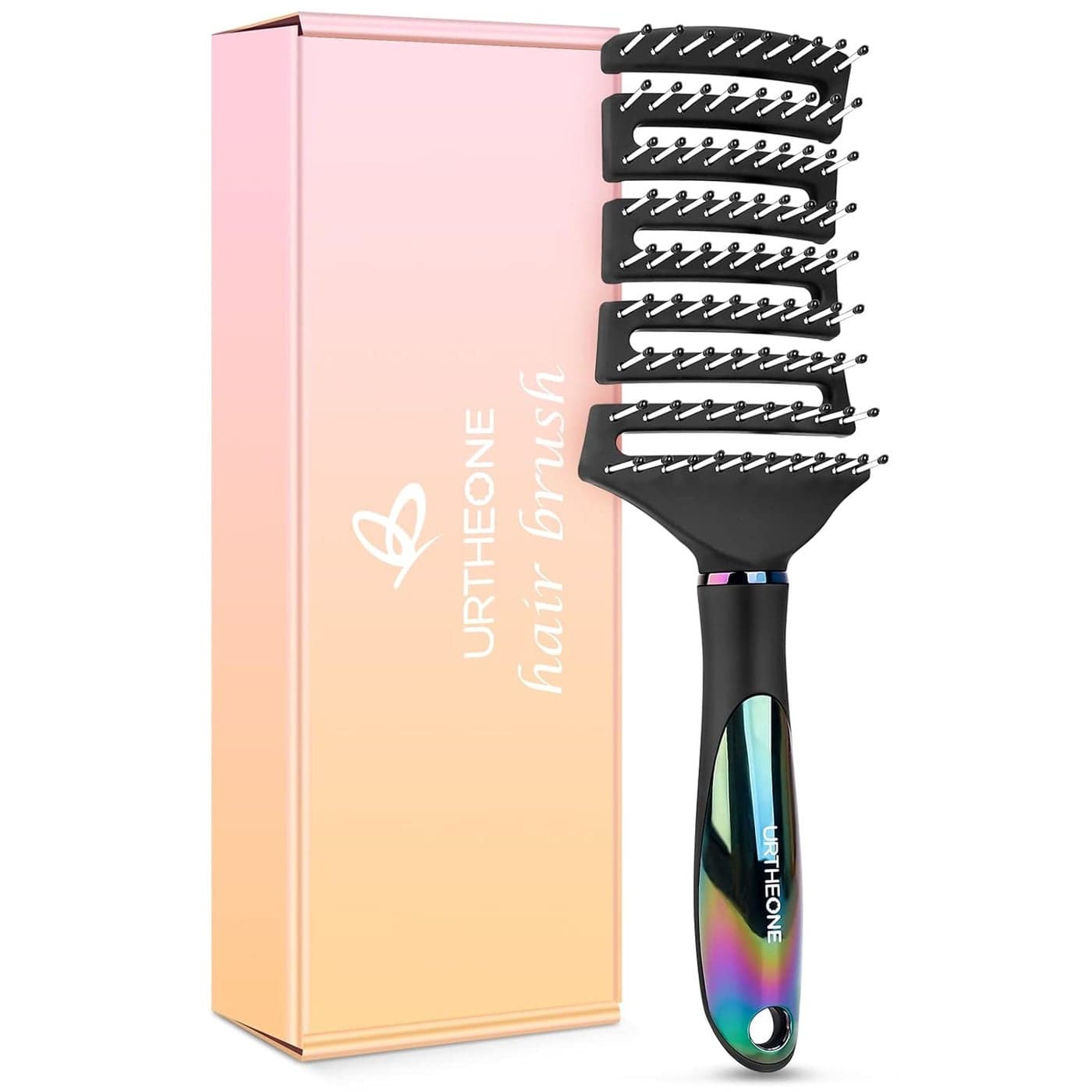 Hair Brush Curved Vented Detangling Hair Brushes for Women Men Wet or Dry HairFaster Blow Drying Styling Professional Vent detangler brush for Curly Thick Wavy Thin Fine Long Short HairBlack