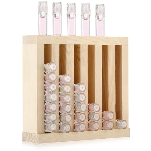 Wonderjune 1 Pcs 6 Slot Wooden Lipsticks Holder 07 Inch Lip Balm Tube Holder Lip Gloss Organizer Display Wood Lipsticks Tube Tower Organizer for Market Craft Booth Room Display Wood Color