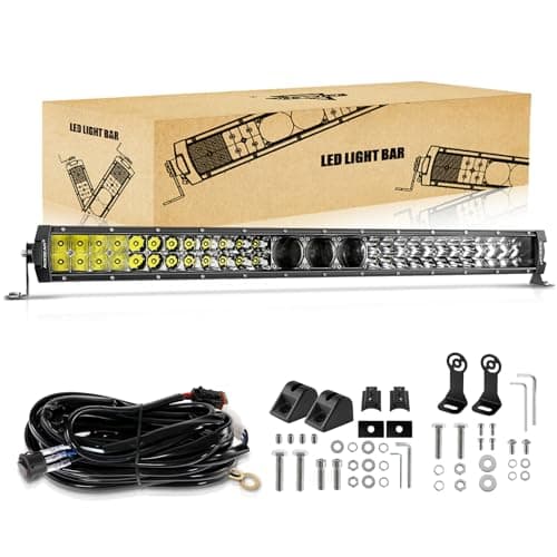 Auxbeam 32 Inch LED Light Bar P8270W Chips Dual Row Off Road Lights Flood Spot Combo Driving Work Light 33000LM Waterproof Offroad Lights with Wiring Harness for SUV ATV UTV Trucks Jeep Pickup