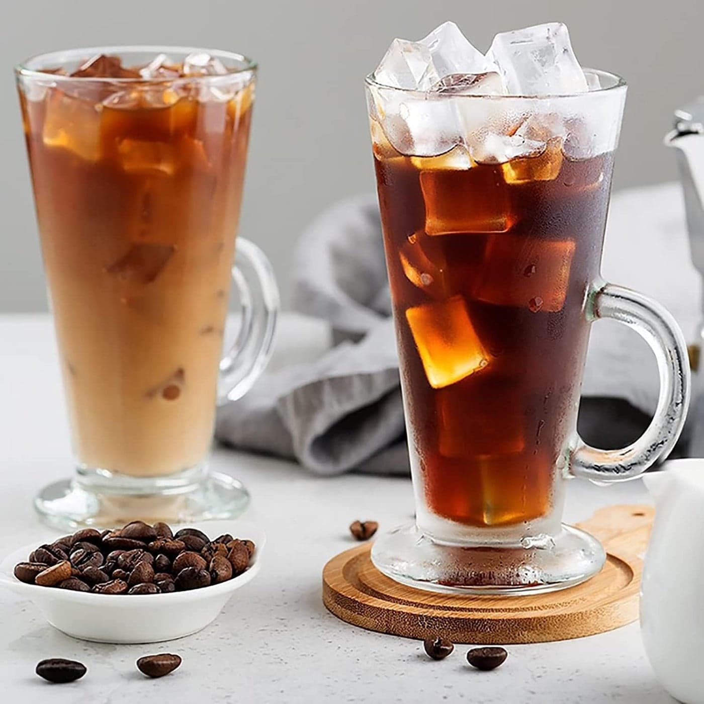 KONSSEE Irish Coffee Mugs with Handle Long Colombian Glasses Tall Funnel Coffee Latte Espresso Cappuccino and Hot Chocolate Juice Big Plain Glasses 270ML 2 pc Glass Straw Free