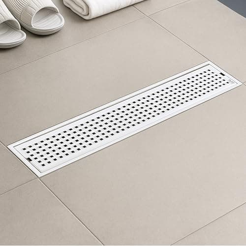 Ruhe® 24 × 5 Inches Palo Floor Drainer | 304 Stainless Steel Palo Shower Water Drain Channel/Waste Water Floor Drain | With Stainless Steel Trap and Side Hole | With Collar