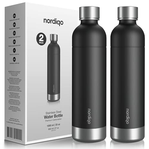 Nordiqo Stainless Steel Carbonating Bottle 33 oz Compatible with Aarke Carbonator 3 Sodastream Excl model Aqua Fizz Jet and many others Dishwasher Safe No Expiration Date BPAFree