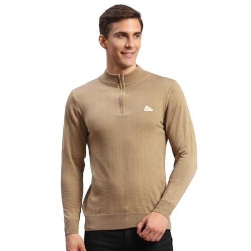 Monte Carlo Mens Solid Brown High Neck Full Sleeve Pullover (1240523HZ-1056-46)