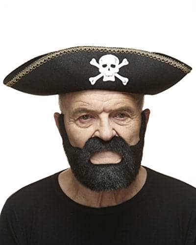 Mustaches Self Adhesive Novelty Nobleman Fake Beard and Fake Mustache False Facial Hair Costume Accessory for Adults Black Lustrous Color