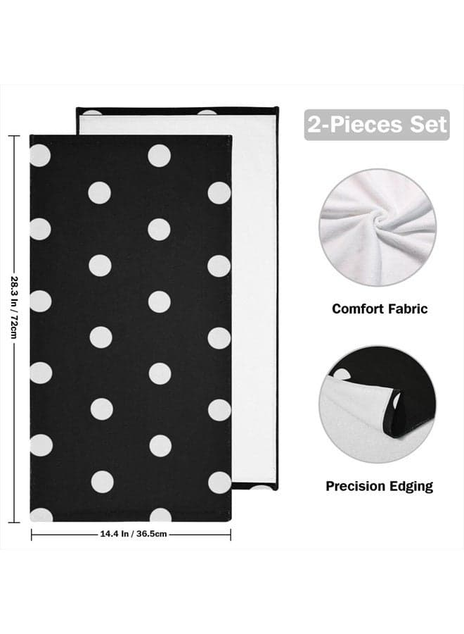 Black and White Hand Towel - Vintage Black White Polka Dot Bathroom Hand Towels Modern Simple Face Towels Absorbent Fingertip Towels for Kitchen Gym 14 x 28 Inch, Set of 2