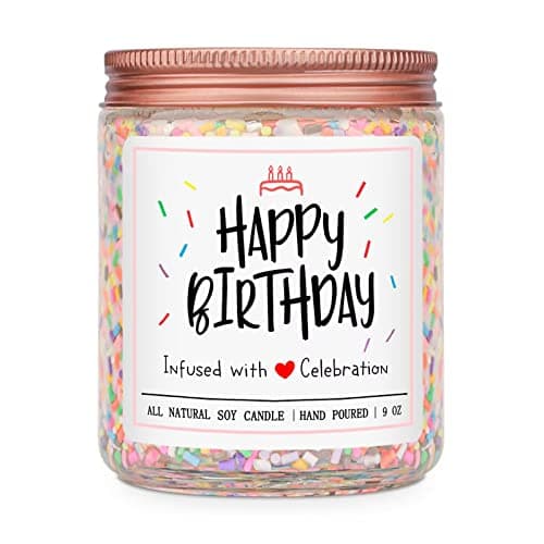 Homsolver Happy Birthday Gifts for Women Unique, Vanilla Cream Scent with Sprinkles Candy Birthday Candles for Her, Handmade Aromatherapy Candle Decor