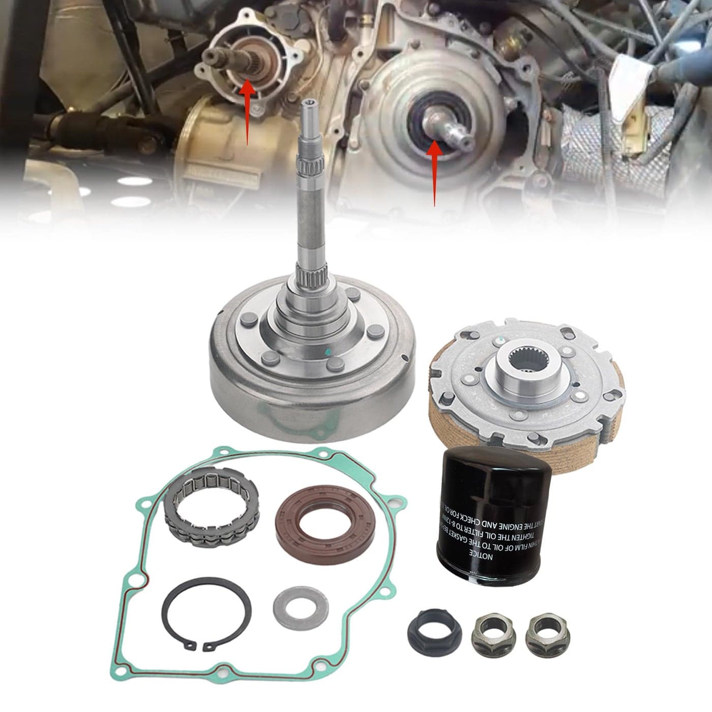 QYMOTO Axis 500 Wet Clutch Kit One Way Bearing Compatible with Hisun 500 700 UTV ATV Axis 700Massimo MSU500Coleman UT500 700 Parts