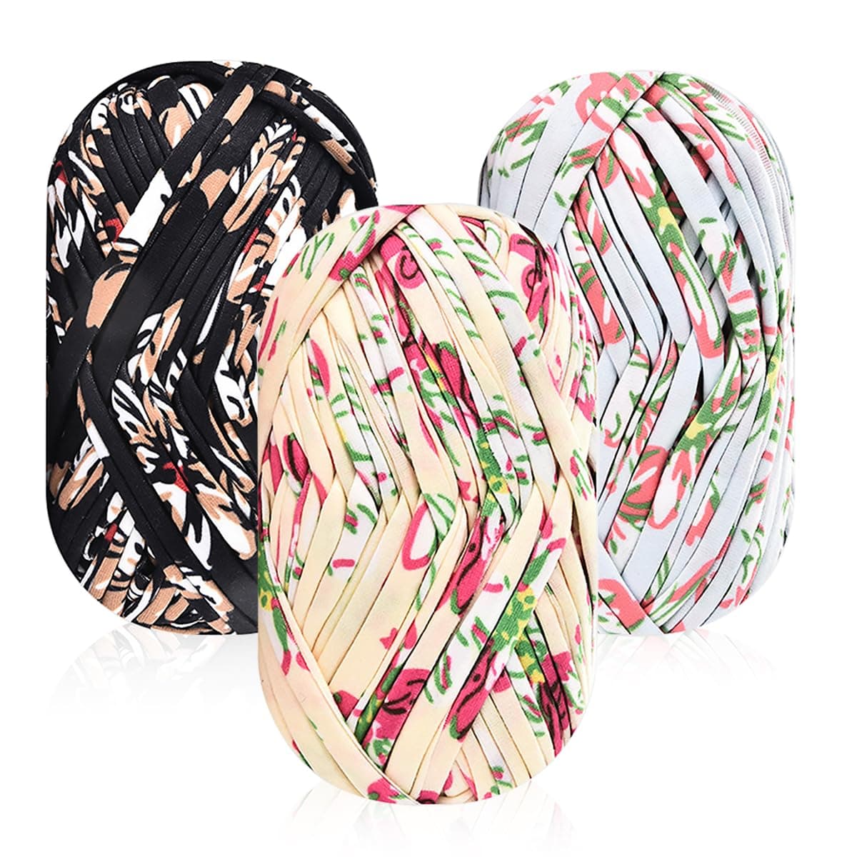 iSuperb 3 Pack Knitting Yarn Colorful Cloth TShirt Yarn Fabric Crochet Cloth for DIY Knitted Art Basket Bag 300g