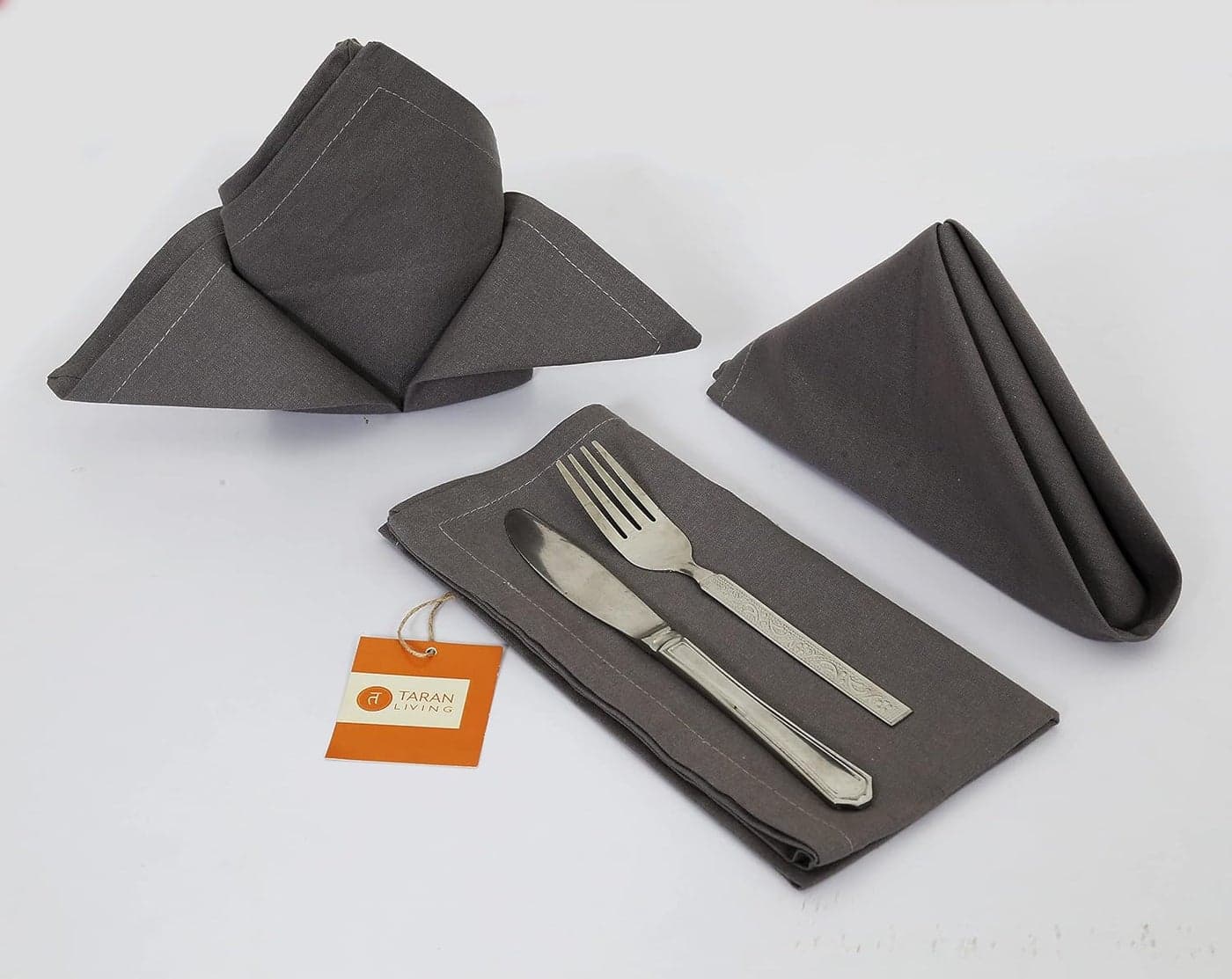 Grey Cotton Napkin Ultra Soft Durable Washable Mitered Corners Dinner Napkins Set Reusable Best for Easter Gifting Set of 12 18x18 Inch Grey