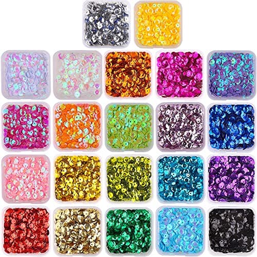 DIYASY 9800 Pcs 6MM Bulk Loose Sequins, Round Embroidery Sequins Cup Craft Sequin with Holes for DIY 22 Colors