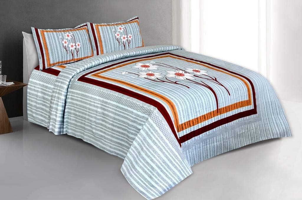 PURE COMFORT 100% Cotton King Size Double Bedsheet with 2 Pillow Covers, King, Green