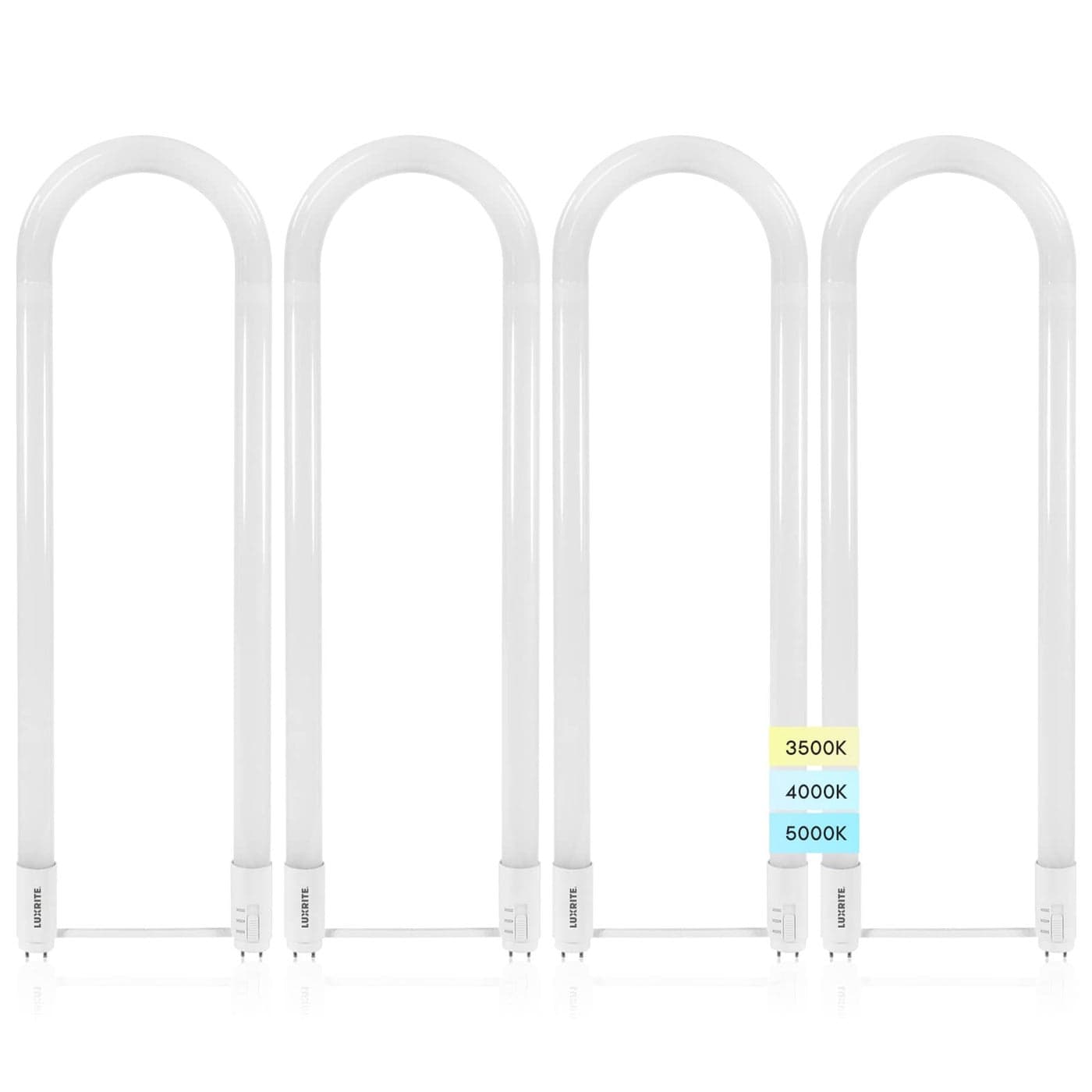 Luxrite U Bend LED Tube Light T8 T12 175W 32W Equivalent 3 Colors 3500K 4000K 5000K 2100 Lumens Fluorescent Light Tube Replacement Direct or Ballast Bypass UL Certified G13 Base 4Pack