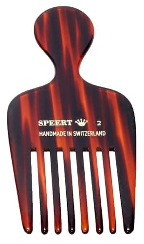 Speert #2 Handmade Wide Tooth Hair Pick Tortoise Havana Acetate Thick Coarse Curly Textured Hair Detangling Parting Grooming Teasing Hair Styling Hairdresser Barber Hairdressing Wet Dry Women Men Kids