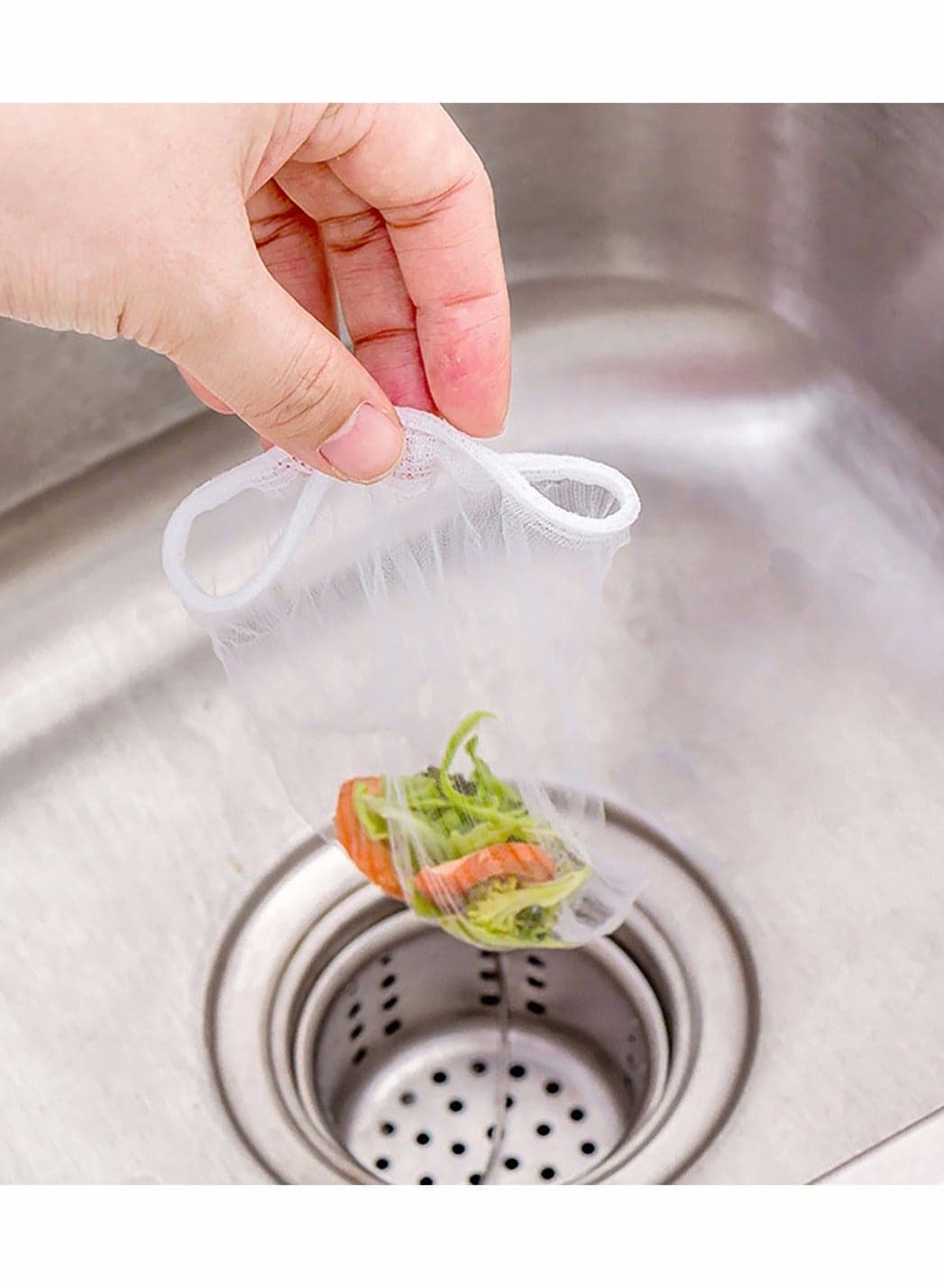 200 PCS Disposable Mesh Sink Garbage Bags Kitchen Strainer Net Bag for Collecting Food Scraps and Leftover Waste