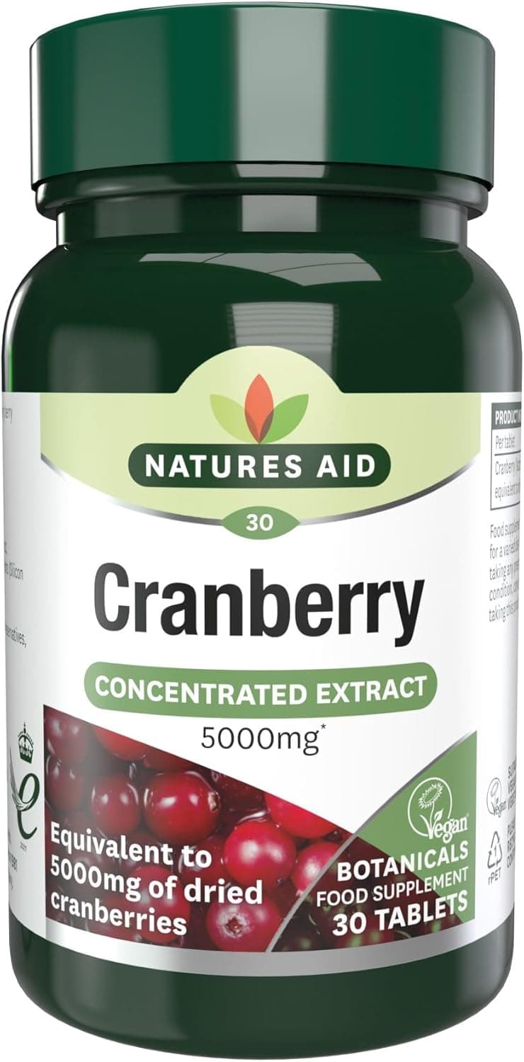 Natures Aid Cranberry Tablets 200mg High Strength Supplement for Urinary Tract Support Bladder Health Antioxidant Protection Vegan Gluten Free NonGMO 30 Tablets for Women Men