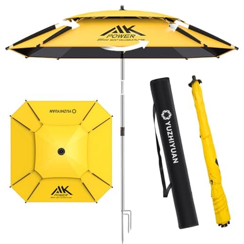 yuzhiyuan Outdoor Patio Umbrella 78FT Yard Pool Umbrella with 8 Sturdy Ribs and Double Layer Vent Portable Beach Umbrella with Adjustable Sun Protection for Garden Travel Fishing Yellow