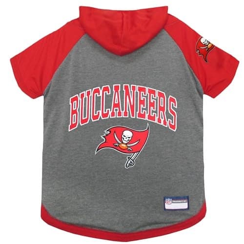 Pets First TBB-4044-MD NFL Tampa Bay Buccaneers Hoodie for Dogs & Cats. | NFL Football Licensed Dog Hoody Tee Shirt, Medium| Sports Hoody T-Shirt for Pets | Licensed Sporty Dog Shirt.