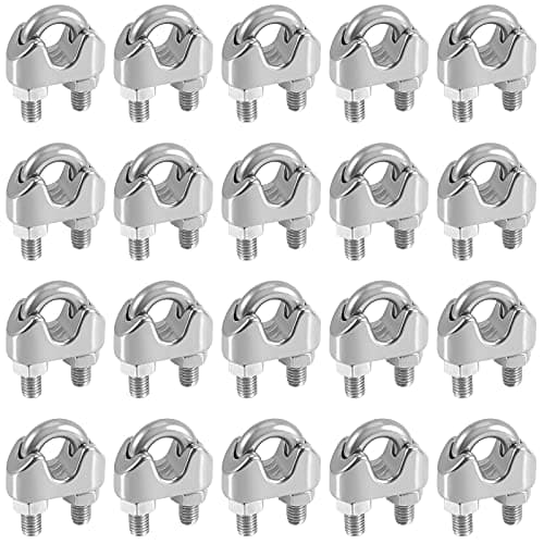 FUNSUEI 20 Pack 3/8 Inch Wire Rope Clamp, Heavy Duty Wire Rope Clip, M10 Stainless Steel Wire Cable Clamp
