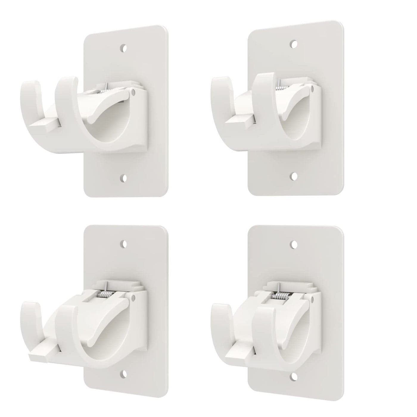4PCS No Drill Curtain Brackets SelfAdhesive Rod Holders Universal Plastic Nail Free Adjustable Curtain Hooks for Rods Less Than 157 Inch Diameter White