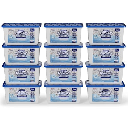 W&E Choice Moisture Absorbers, Portable Humidity Absorber Boxes for Your Bathroom, Closet & Car, Dehumidifier with Fragrance Free, 12 Pack