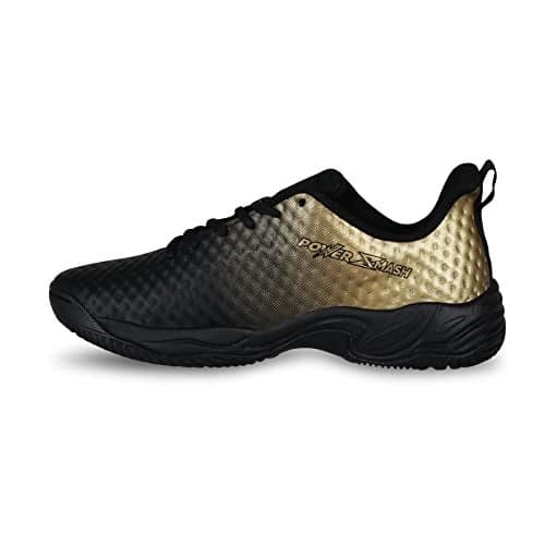 Nivia Power Smash Tennis Shoes for Men | Unleash Your Full Court Potential | Tennis Court Shoes | Sports Shoes for Men | Ideal for Tennis, Pickleball, and Court Sports | (Black/Bronze) | UK04
