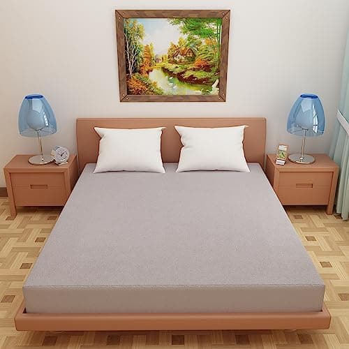 Glassiano Cotton Feel Terry Ultra Soft Waterproof Mattress Protector | Breathable - Hypoallergenic Mattresses Cover with Elastic Strap for Queen Bed (72x60 inch|6x5 feet, Grey - Pack of 1)