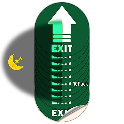 Arrow Sticker Glow in The Dark Exit Decals 10 Pack 7" Arrow Photoluminescent Sign, Super Hard Strong Vinyl, Glows for Up to 8 Hours