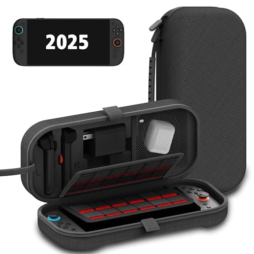 TIKOdirect Carrying Case for Nintendo Switch 2 (2025) & Switch OLED 2021 & Switch 2017, Travel Hard Shell Portable Bag Fit for Joycon & Adapter, Protective Case with 24 Game Card Slots, Black