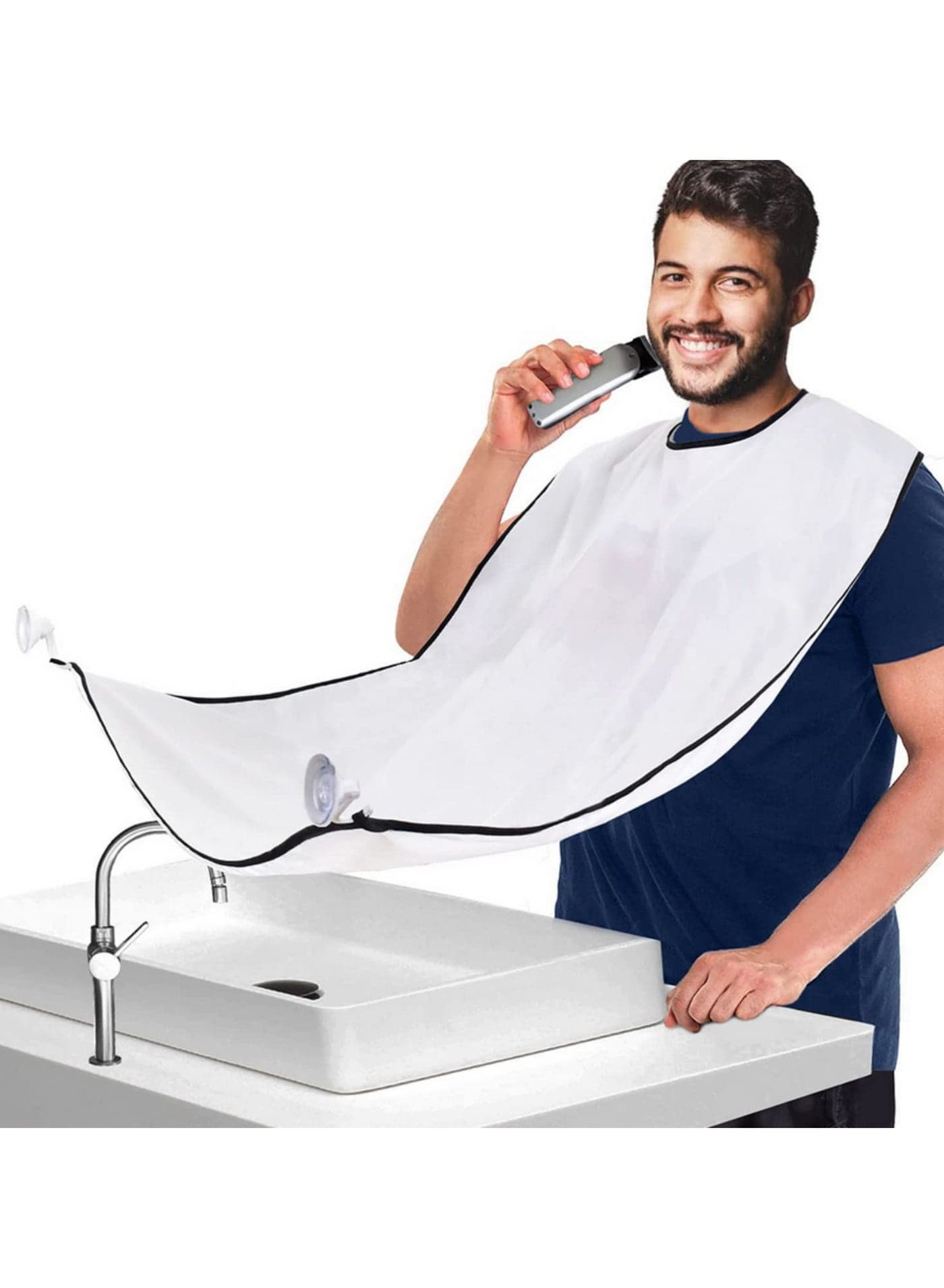 1Pcs Male Beard Shaving Apron Care Clean Hair Adult Bibs Shaver Holder Bathroom Organizer Gift for Man Waterproof Durable Adjustable Neck Strap for Barbershop Home Use 110x70cm
