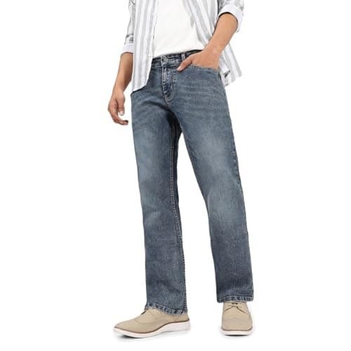 Urbano Fashion Men's Blue Washed Bootcut Jeans Stretchable (bootjeanwhkyel-02-mblue-30)
