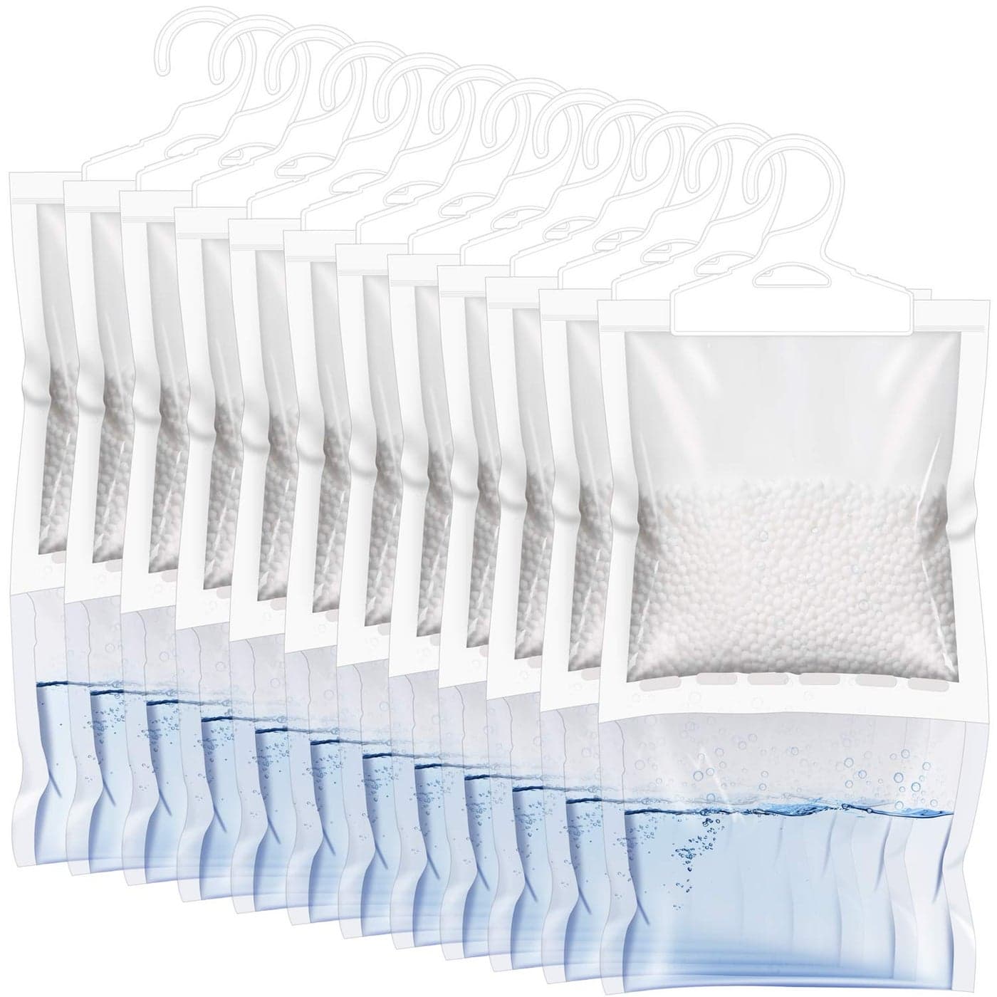 ZSZMFH 12 Pack Moisture Absorber Hanging Bags Fragrance Free Humidity Packs Hanging Closet Dehumidifier Bags220gpack
