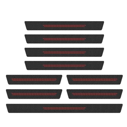 DEAELF Car Door Sill Protector Carbon Fiber Door Threshold Strip Sticker AntiScratch Waterproof Doors Entry Edge Guard Universal Auto Exterior Decoration Accessories for Car SUV Truck Red9PCS